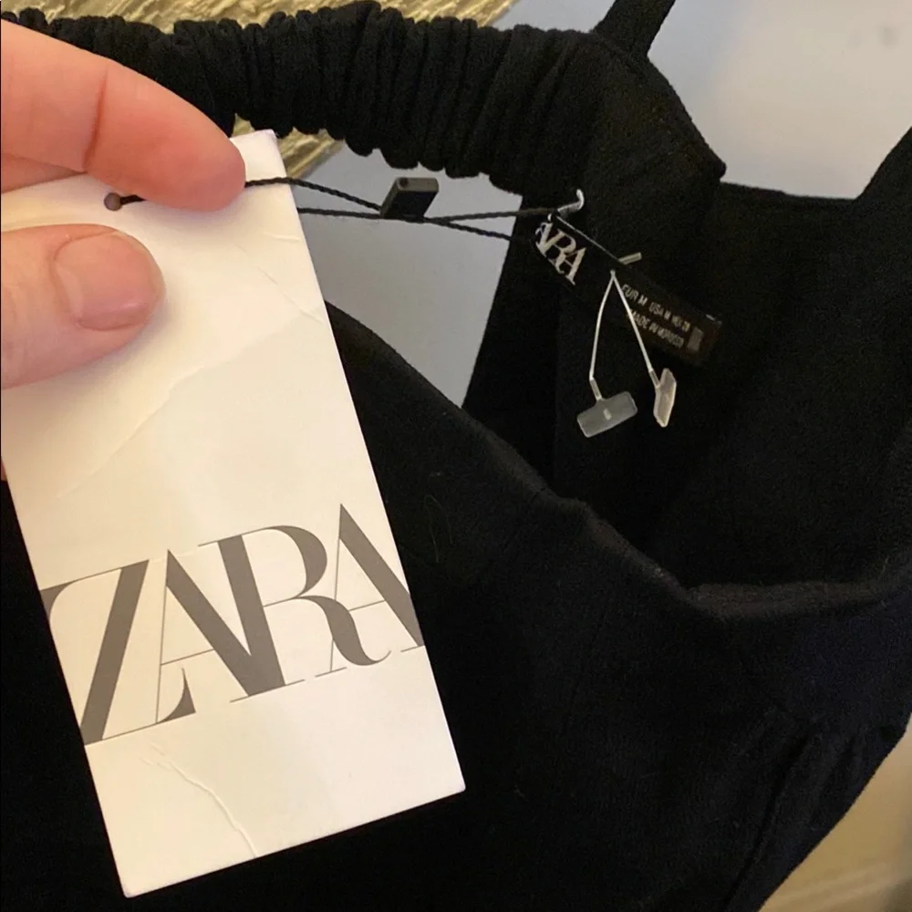 Zara Black with Multicolor Tropical Print Wrap Dress - Picture 2 of 3